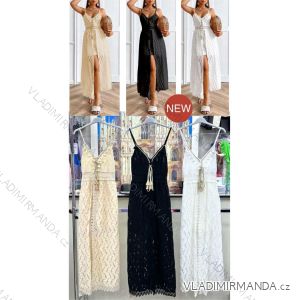 Šaty dlouhé letní krajkové na ramínka dámské (S/M ONE SIZE) ITALSKÁ MÓDA IMWB24019
