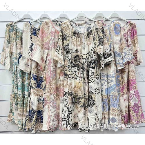 Šaty letní carmen krátký rukáv dámské (S/M/L ONE SIZE) ITALSKÁ MÓDA IMWCP24187