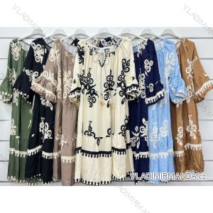 Šaty letní carmen krátký rukáv dámské (S/M/L ONE SIZE) ITALSKÁ MÓDA IMWCP24192