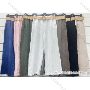 Kalhoty dlouhé letní lněné dámské (S/M/L ONE SIZE) ITALSKÁ MÓDA IMWCP24197