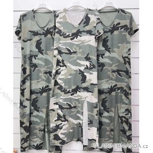 Šaty dlouhé letní krátký rukáv dámské maskáč (S/M/L ONE SIZE) ITALSKÁ MÓDA IMWCP24202