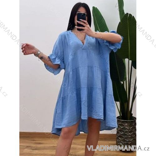 Šaty letní oversize krátký rukáv dámské (S/M/L ONE SIZE) ITALSKÁ MÓDA IMWCA24083