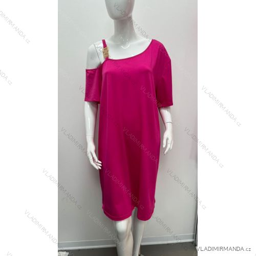 Women's Plus Size Summer Short Sleeve Dress (54/56/58 ONE SIZE) ITALIAN FASHION IM424355