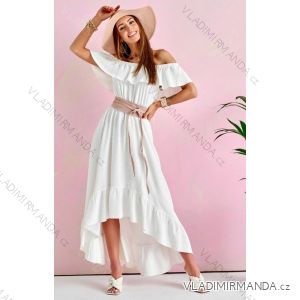 Šaty dlouhé letní carmen krátký rukáv dámské (S/M ONE SIZE) ITALSKÁ MÓDA IMWDK24384