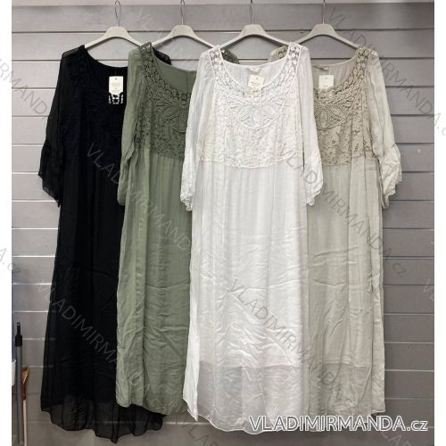 Šaty dlhé krajkové 3/4 dlhý rukáv dámske nadrozmer (42/44/46 ONE SIZE) TALIANSKA MÓDA IMWGS24399
