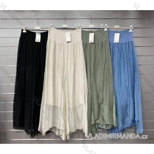 Kalhoty letní s vysokou gumou  dámské (S/M/L ONE SIZE) ITALSKÁ MÓDA IMWGS24026