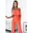 444-1 Jumpsuit with a frill and bare shoulders - peach