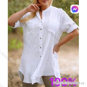 Women's oversized cotton long sleeve shirt (S / M ONE SIZE) ITALIAN FASHION IMWM221600