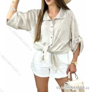 Übergroßes Damen-Langarmshirt aus Baumwolle (S / M ONE SIZE) ITALIAN FASHION IMWM221600