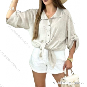 Women's oversized cotton long sleeve shirt (S / M ONE SIZE) ITALIAN FASHION IMWM221600