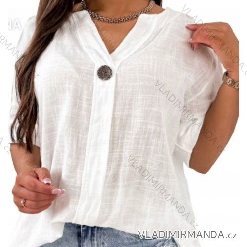 Women's oversized cotton long sleeve shirt (S / M ONE SIZE) ITALIAN FASHION IMWM221600
