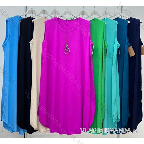 Šaty na ramínka s přívěškem dámské nadrozměr (52/54/56 ONE SIZE) ITALSKÁ MÓDA IM424366