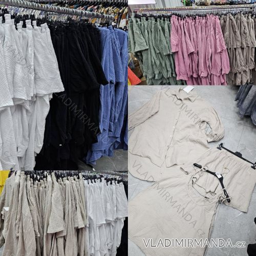 Souprava mušelínová košile, tílko a kraťasy dámská nadrozměr (54/56/58 ONE SIZE) ITALSKÁ MÓDA IMWEC24099