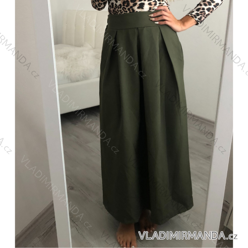 Sukně maxi dlouhá v pase na žabičkování dámská (S/M/L ONE SIZE) ITALSKÁ MÓDA IMM22MAXIMA/DR -   zelená khaki -   M/L