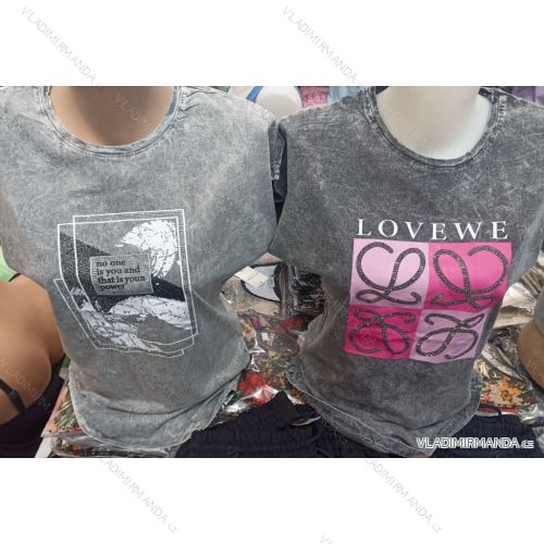 Damen-Kurzarm-Baumwoll-T-Shirt (S-XL) TURKISH FASHION TM924KARA