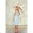 Women's Long Elegant Dress with Wide Straps (SL) FRENCH FASHION FMPEL23VELVET Light blue 36