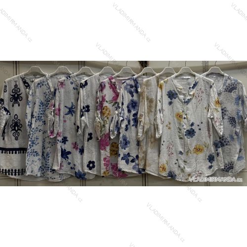 Shirt muslin extended 3/4 long sleeve ladies (40/42/44 ONE SIZE) ITALIAN FASHION IM424360