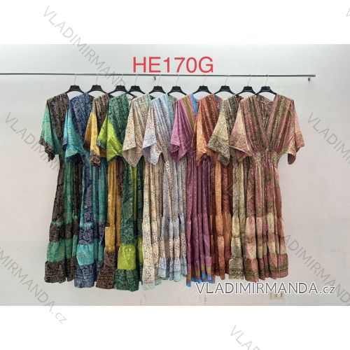 Women's Summer Indian Short Sleeve Dress (S/M/L ONE SIZE) INDIAN FASHION IMM24MHE170G