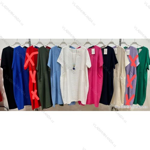 Women's Plus Size Short Sleeve Dress (46/48/50 ONE SIZE) ITALIAN FASHION IM424388