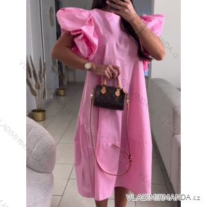 šaty letní krátký rukáv dámské (S/MLONE SIZE) ITALSKÁ MÓDA IMHMS24223