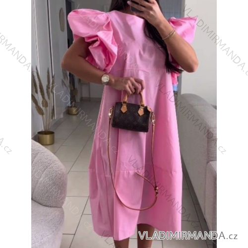 šaty letné krátky rukáv dámske (S/MLONE SIZE) TALIANSKA MÓDA IMHMS24223