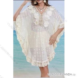 Tunika přehoz přes plavky krajková krátký rukáv dámské (S/M/L ONE SIZE) ITALSKÁ MÓDA IMHMS24251