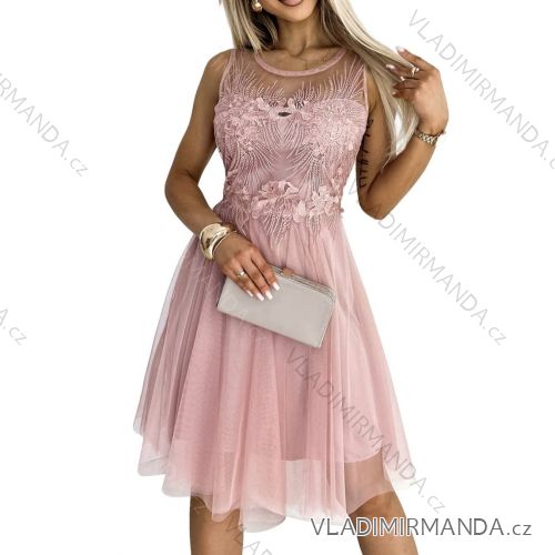 Women's Lace Cotton Short Sleeve Dress (S/M ONE SIZE) ITALIAN FASHION IMM23M7267