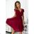 Women's Short Sleeve Shirt Dress (S / M ONE SIZE) ITALIAN FASHION IM422633 L wine