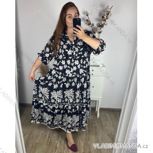 Šaty letní dlouhé 3/4 rukáv dámské nadrozměr (54/56 ONE SIZE) ITALSKÁ MÓDA IMWEC24043/DUR
