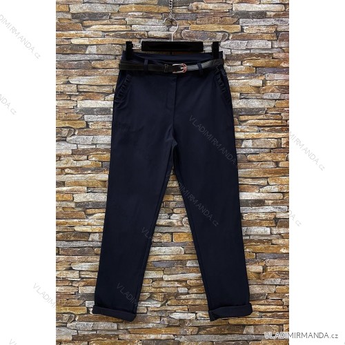 Kalhoty letní elegantní dámské (S/M/L/XL/XXL) ITALSKÁ MÓDA IMPES242343 tmavo modrá XL/2XL