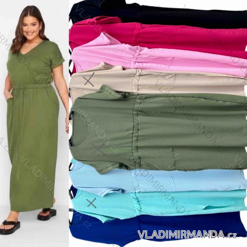 Šaty oversize letní krátký rukáv dámské nadrozměr (54/56/58 ONE SIZE) ITALSKÁ MÓDA IMWT24094