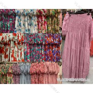 Šaty dlouhé letní carmen dlouhý rukáv dámské nadrozměr (48/50 ONE SIZE) ITALSKÁ MÓDA IMWEC24089-3