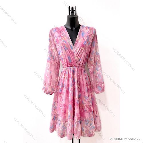 Šaty elegantní dlouhý rukáv dámské (S/M ONE SIZE) ITALSKÁ MÓDA IMPES24LINA4