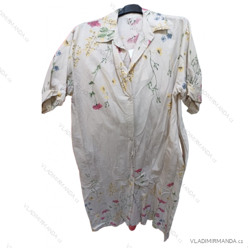Šaty košilové  3/4 dlouhý rukáv dámské nadrozměrné (46/48/50 ONE SIZE) ITALSKÁ MÓDA IMN24008