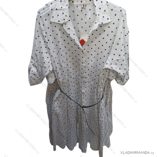 Šaty košeľové 3/4 dlhý rukáv dámske nadrozmerné (46/48/50 ONE SIZE) TALIANSKA MÓDA IMN24008