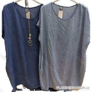 šaty oversize letní riflové krátký rukáv dámské nadrozměr  (42/44/46) ITALSKá MODA IMSM24029