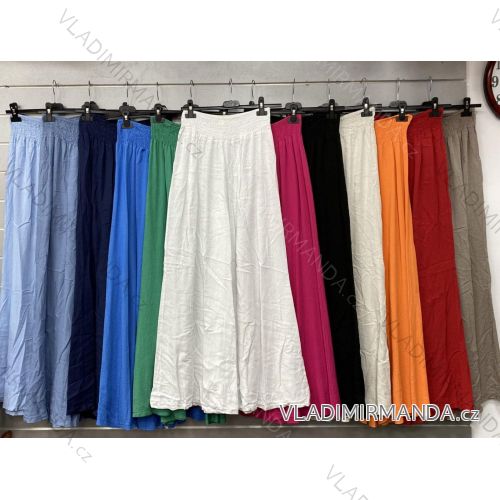 Kalhoty dlouhé letní lněné dámské (S/M/L ONE SIZE) ITALSKÁ MÓDA IMWGS24083