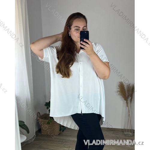 Košeľa krátky rukáv dámska (54/56/58 ONE SIZE) TALIANSKA MÓDA IM424348/DU biela