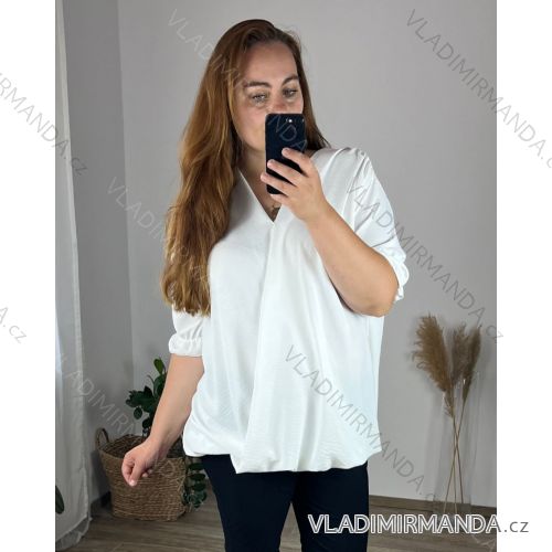 Tunika elegantný krátky rukáv dámska nadrozmer (60/62 ONE SIZE) TALIANSKA MÓDA IM424118