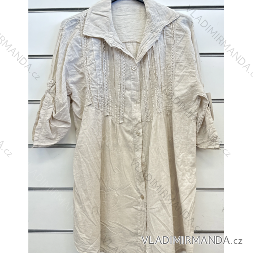 Tunika oversize košilová 3/4 dlouhý rukáv dámská (42-44-46 ONE SIZE) ITALSKÁ MÓDA IMPSH24324