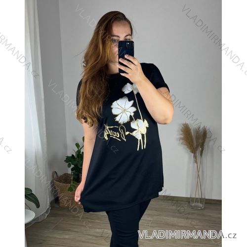Tunika krátky rukáv dámska nadrozmer (52/54 ONE SIZE) TALIANSKA MÓDA IMC24BEUTY
