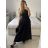 Women's Long Chiffon Short Sleeve Dress (S/M ONE SIZE) ITALIAN FASHION IMWGS231048 S / M black