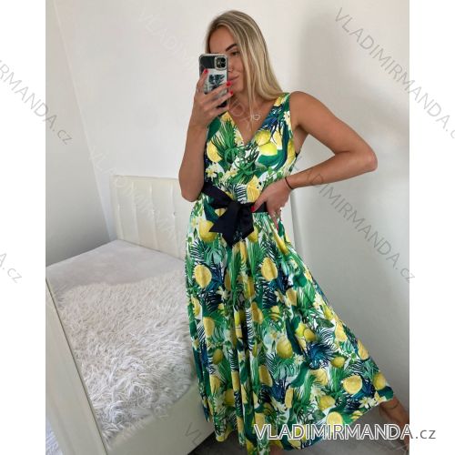 Šaty dlouhé na ramínka icecool s páskem (one size s/m) ITALSKá MóDA IMM200481 S / M grün