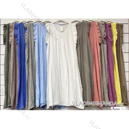 Langes Chiffon-Kurzarmkleid für Damen (S/M ONE SIZE) ITALIAN FASHION IMWGM23456