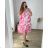 Šaty oversize letní šifonové 3/4 dlouhý rukáv dámské nadrozměr (52/54 ONE SIZE) ITALSKÁ MÓDA IMWGB24062/DR bílá 52/54