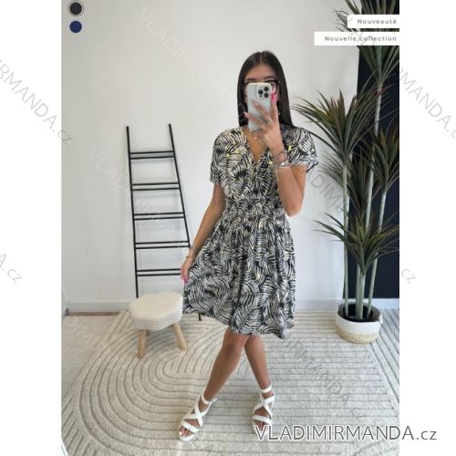 Women's Long Chiffon Short Sleeve Dress (S/M ONE SIZE) ITALIAN FASHION IMWGS231048
