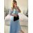 Langes Chiffon-Kurzarmkleid für Damen (S/M ONE SIZE) ITALIAN FASHION IMWGS231048 -   hellblau -   S / M
