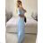 Langes Chiffon-Kurzarmkleid für Damen (S/M ONE SIZE) ITALIAN FASHION IMWGS231048 -   hellblau -   S / M