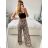 Kalhoty dlouhé letní icecool dámské (S/M ONE SIZE) ITALSKÁ MÓDA IMM24M9078-2/DU S/M hnědá gepard