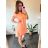 Summer long sleeve flowered women's dress (UNI S / L) ITALIAN FASHION IMK20150 42 Orange